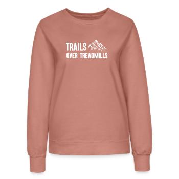 Trailrunning - Trails über Laufbänder - Frauen Sweatshirt - Altrosa - Vorne - AI Model Female 172 dark (172cm)