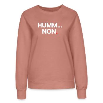 SUMM... NEIN | Minimalistischer humoristischer Ausdruck - Frauen Sweatshirt - Altrosa - Vorne - AI Model Female 172 dark (172cm)