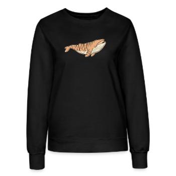 Vintage-Cartoon-Tiger-Streifen mit geflecktem Wal - Frauen Sweatshirt - Schwarz - Vorne - AI Model Female 172 light (172cm)
