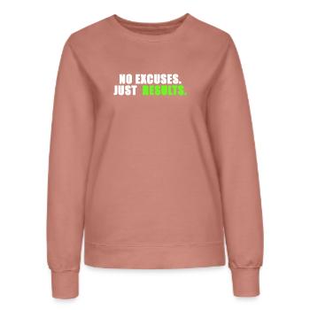 Aucune excuse. Juste des résultats. - Sweat Femme - rose poudré - Devant - AI Model Female 172 dark (172cm)