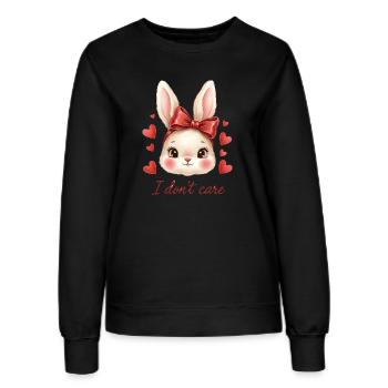 Lapin Kawaii avec cœurs à arc rouge - Sweat Femme - noir - Devant - AI Model Female 172 light (172cm)