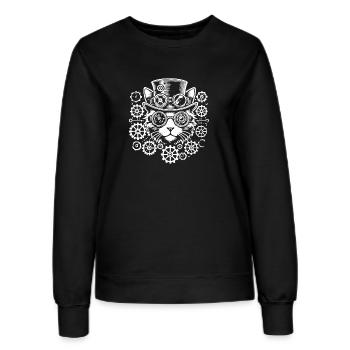 Chat Steampunk - Sweat Femme - noir - Devant - AI Model Female 172 light (172cm)
