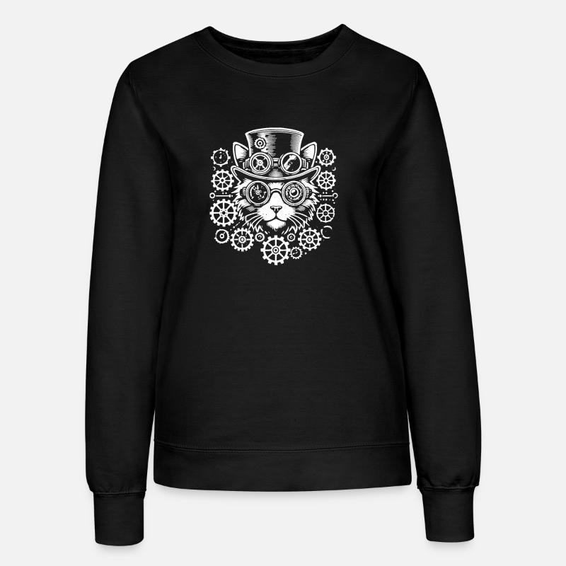 Steampunk Katze - Frauen Sweatshirt - Schwarz