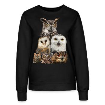 Owls - Women’s Sweatshirt - black - Front - AI Model Female 172 light (172cm)