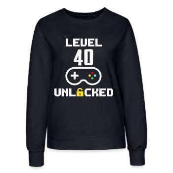 Birthday 40th Women Level 40 Unlocked - Women’s Sweatshirt - french navy - Front - AI Model Female 172 light (172cm)