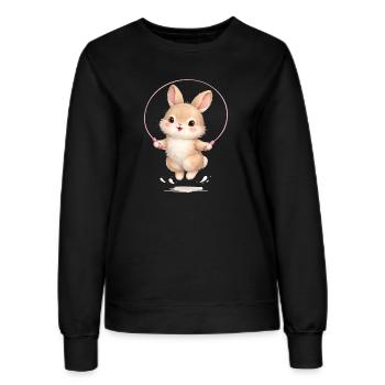 Süßer Hase beim Seilspringen  - Frauen Sweatshirt - Schwarz - Vorne - AI Model Female 172 light (172cm)