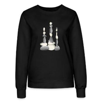 Trois tours de pierre équilibrées de style zen - Sweat Femme - noir - Devant - AI Model Female 172 light (172cm)
