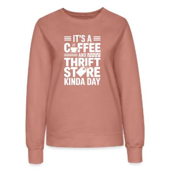 Coffee Thrift Store Day - Women’s Sweatshirt - dusky rose - Front - AI Model Female 172 dark (172cm)