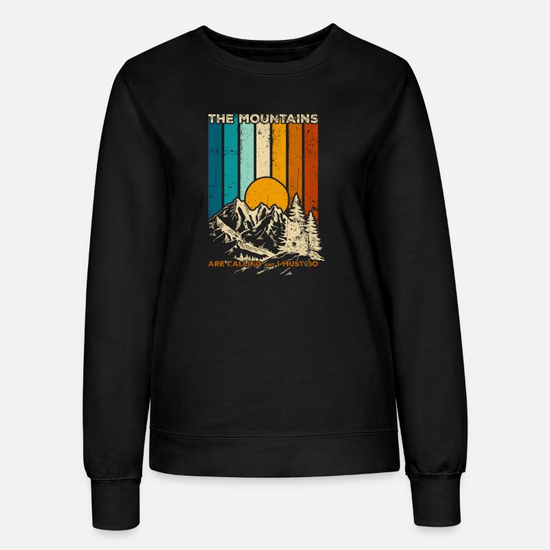 Mountains Calling Retro Sunset - Women’s Sweatshirt - black