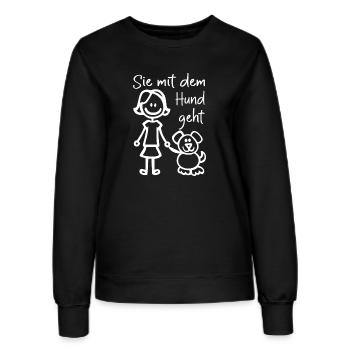 Mädchen mit Hündin Sie mit dem Hund geht Hundefan - Frauen Sweatshirt - Schwarz - Vorne - AI Model Female 172 light (172cm)
