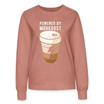Propulsé par Mörkrost Sweden Coffee - Sweat Femme - rose poudré - Devant - AI Model Female 172 dark (172cm)