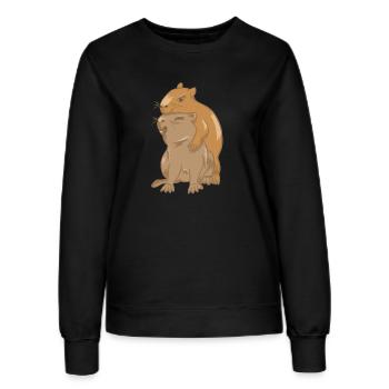 Câlin de bébés capybara - Sweat Femme - noir - Devant - AI Model Female 172 light (172cm)