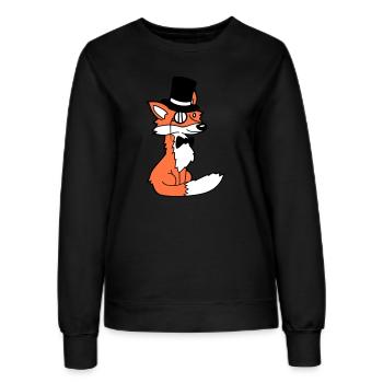 Fox Red Fox Sir Mr. Top Hat Monocle Glasses - Women’s Sweatshirt - black - Front - AI Model Female 172 light (172cm)