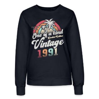 Millésime 1991 Anniversaire Palmiers - Sweat Femme - marine - Devant - AI Model Female 172 light (172cm)