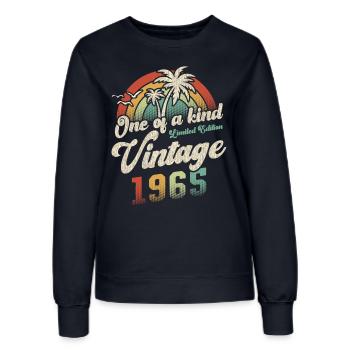Millésime 1965 Anniversaire Palmiers - Sweat Femme - marine - Devant - AI Model Female 172 light (172cm)