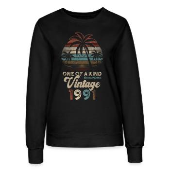 Millésime 1991 Anniversaire Palmiers - Sweat Femme - noir - Devant - AI Model Female 172 light (172cm)