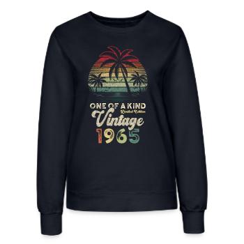 Millésime 1965 Anniversaire Palmiers - Sweat Femme - marine - Devant - AI Model Female 172 light (172cm)