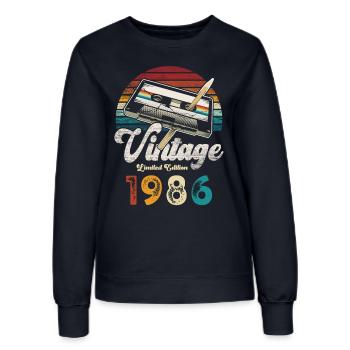 Vintage 1986 Geburtstag Kassette Bleistift - Frauen Sweatshirt - Navy - Vorne - AI Model Female 172 light (172cm)