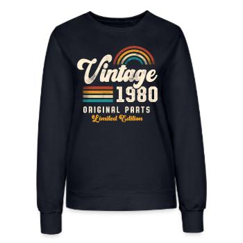 Millésime 1980 Anniversaire Rétro - Sweat Femme - marine - Devant - AI Model Female 172 light (172cm)
