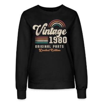 Millésime 1980 Anniversaire Rétro - Sweat Femme - noir - Devant - AI Model Female 172 light (172cm)