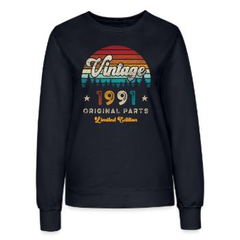 Millésime 1991 Anniversaire Rétro - Sweat Femme - marine - Devant - AI Model Female 172 light (172cm)