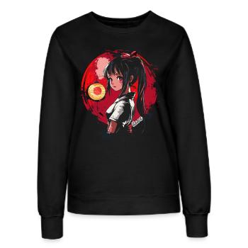 Japanisches Cartoon Mädchen rotem Mond und Lampion - Frauen Sweatshirt - Schwarz - Vorne - AI Model Female 172 light (172cm)