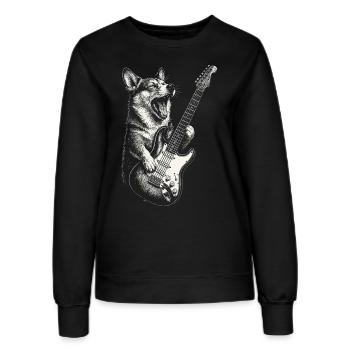Cool Corgi Dog Lover Jouant De La Musique De La Guitare Electrique - Sweat Femme - noir - Devant - AI Model Female 172 light (172cm)