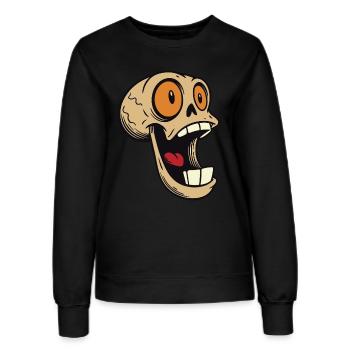Lachender Totenkopf mit großen Augen - Frauen Sweatshirt - Schwarz - Vorne - AI Model Female 172 light (172cm)