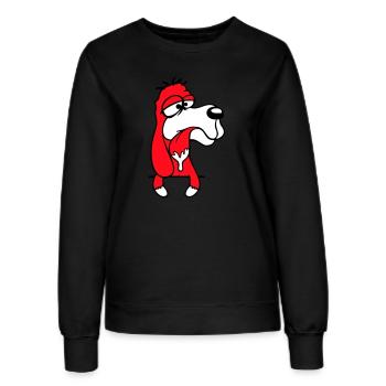 Hund Hinter Mauer Zaun Sabbert Spucke Zunge Lustig - Frauen Sweatshirt - Schwarz - Vorne - AI Model Female 172 light (172cm)