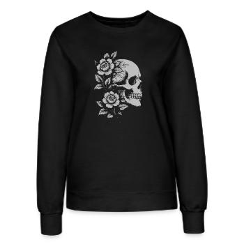 Blumen Schädel Porträt - Frauen Sweatshirt - Schwarz - Vorne - AI Model Female 172 light (172cm)