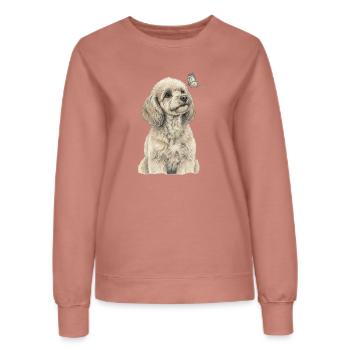 Pudel  mit Schmetterling Hund Goldendoodle - Frauen Sweatshirt - Altrosa - Vorne - AI Model Female 172 dark (172cm)