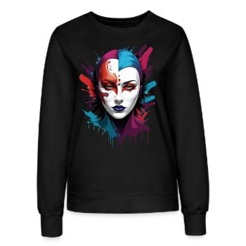 "Chromatic Chic: The Colorful Mask Wearer" - Women’s Sweatshirt - black - Front - AI Model Female 172 light (172cm)