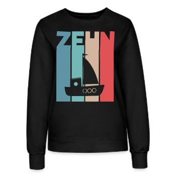 10 Jahre Segelschiff - Frauen Sweatshirt - Schwarz - Vorne - AI Model Female 172 light (172cm)