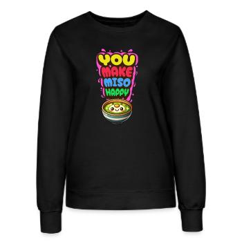 You Make Miso Happy Funny Japanese Soup Art - Women’s Sweatshirt - black - Front - AI Model Female 172 light (172cm)