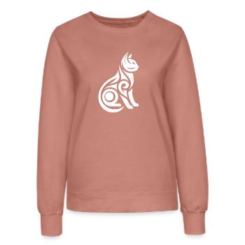 Tattoo Minimalist Line Art Cat - Women’s Sweatshirt - dusky rose - Front - AI Model Female 172 dark (172cm)