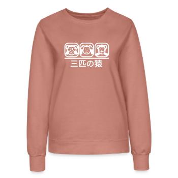 Trois singes White - Sweat Femme - rose poudré - Devant - AI Model Female 172 dark (172cm)