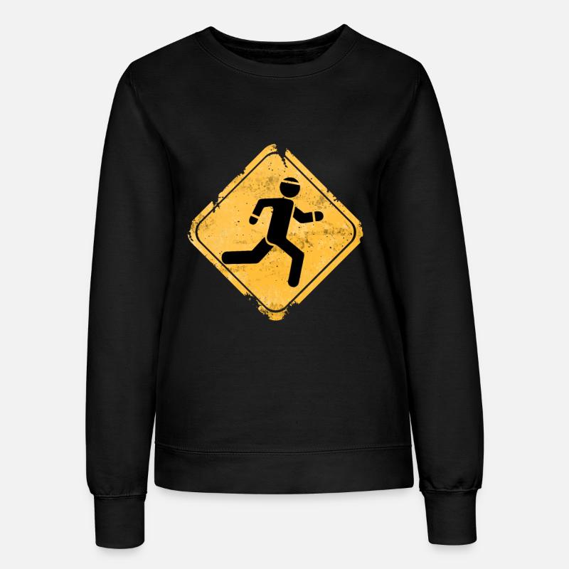 Grunge Runner Crossing Warning Sign - Women’s Sweatshirt - black