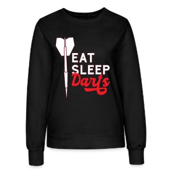 Darts Motiv Eat Sleep Darts - Frauen Sweatshirt - Schwarz - Vorne - AI Model Female 172 light (172cm)