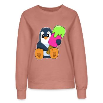 Penguin Popsicle - Women’s Sweatshirt - dusky rose - Front - AI Model Female 172 dark (172cm)