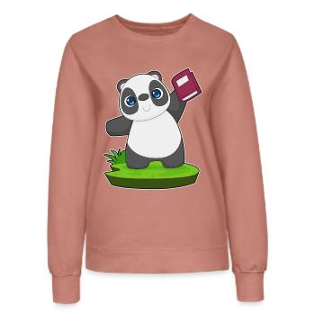 Panda Book - Women’s Sweatshirt - dusky rose - Front - AI Model Female 172 dark (172cm)