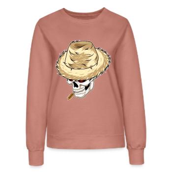 Ferme de blé Skull Farmer - Sweat Femme - rose poudré - Devant - AI Model Female 172 dark (172cm)