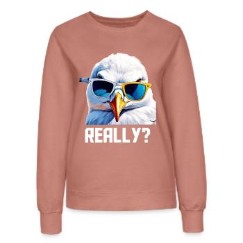 Really - Möwe mit Sonnebrille - Frauen Sweatshirt - Altrosa - Vorne - AI Model Female 172 dark (172cm)