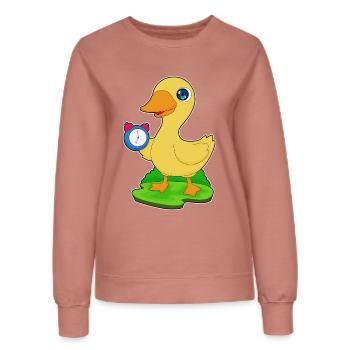 Ente Wecker - Frauen Sweatshirt - Altrosa - Vorne - AI Model Female 172 dark (172cm)
