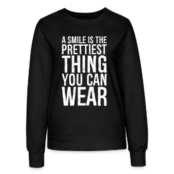 Ein Lächeln ist das Schönste, was man tragen kann - Frauen Sweatshirt - Schwarz - Vorne - AI Model Female 172 light (172cm)