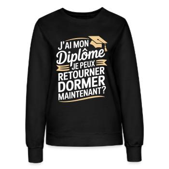 Ich habe mein Diplom, ich kann wieder einschlafen, Humor - Frauen Sweatshirt - Schwarz - Vorne - AI Model Female 172 light (172cm)