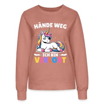 Malle : Bas les mains ! Tenue de soirée anti-flirt - Sweat Femme - rose poudré - Devant - AI Model Female 172 dark (172cm)