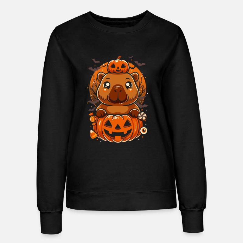 Capibara Halloween Pumpkins - Women’s Sweatshirt - black