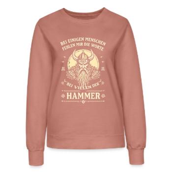 Pour beaucoup, le dicton Hammer Viking - Sweat Femme - rose poudré - Devant - AI Model Female 172 dark (172cm)