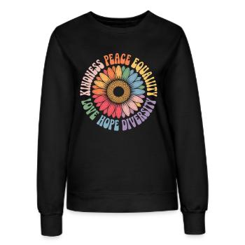 Sunflower Peace Love Hope Diversity - Women’s Sweatshirt - black - Front - AI Model Female 172 light (172cm)