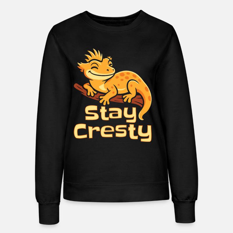 Crested Gecko Reptile Humor Lizard - Women’s Sweatshirt - black